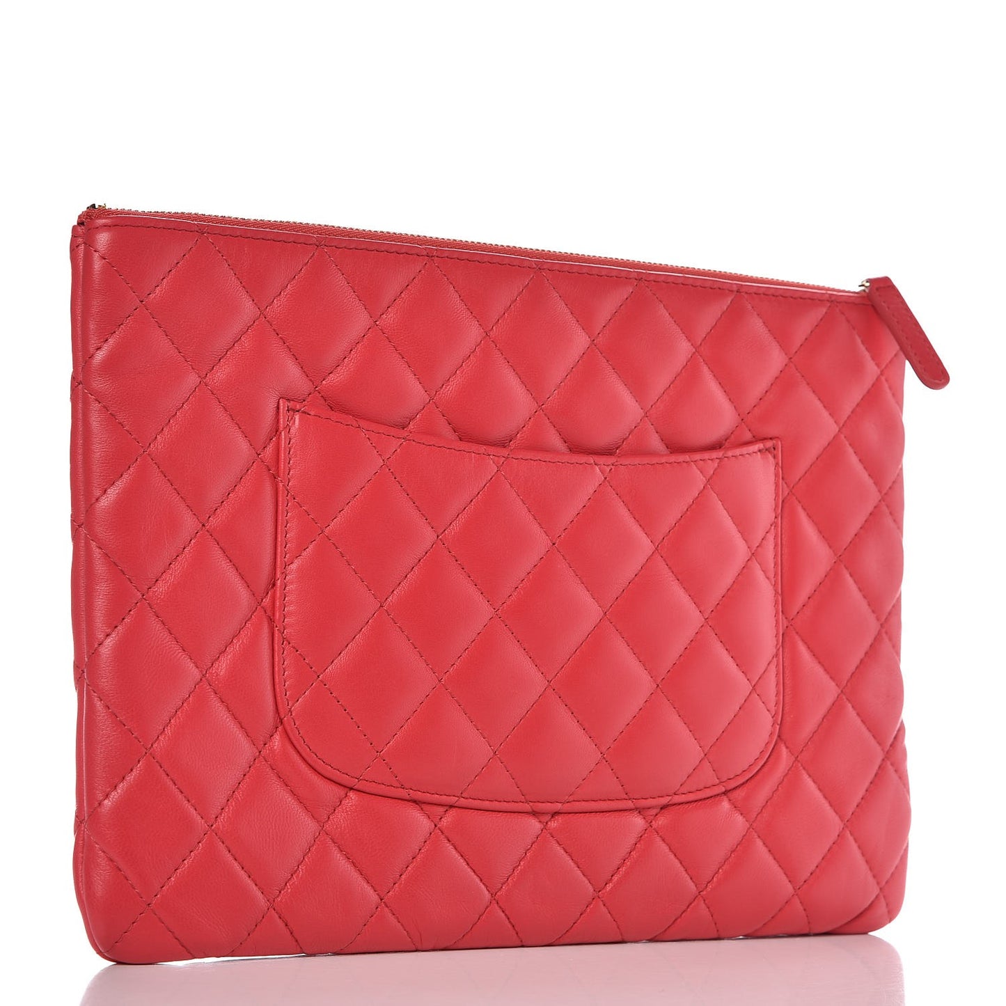 Lambskin Quilted Medium Cosmetic Case Red