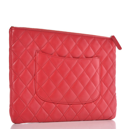 Chanel Lambskin Quilted Medium Cosmetic Case Red 3 of 8