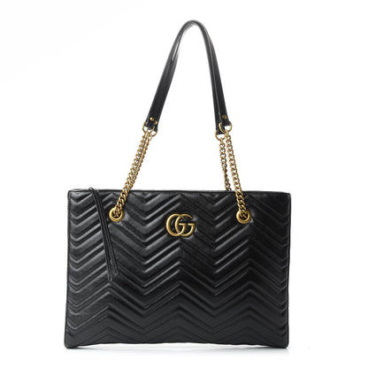 Gucci Vintage Calfskin Matelasse Medium GG Marmont Slim Tote Black 1 of 9