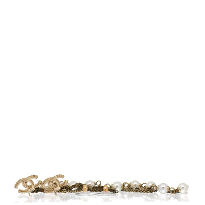 Chanel Pearl Beaded CC Drop Earrings Gold 3 of 5