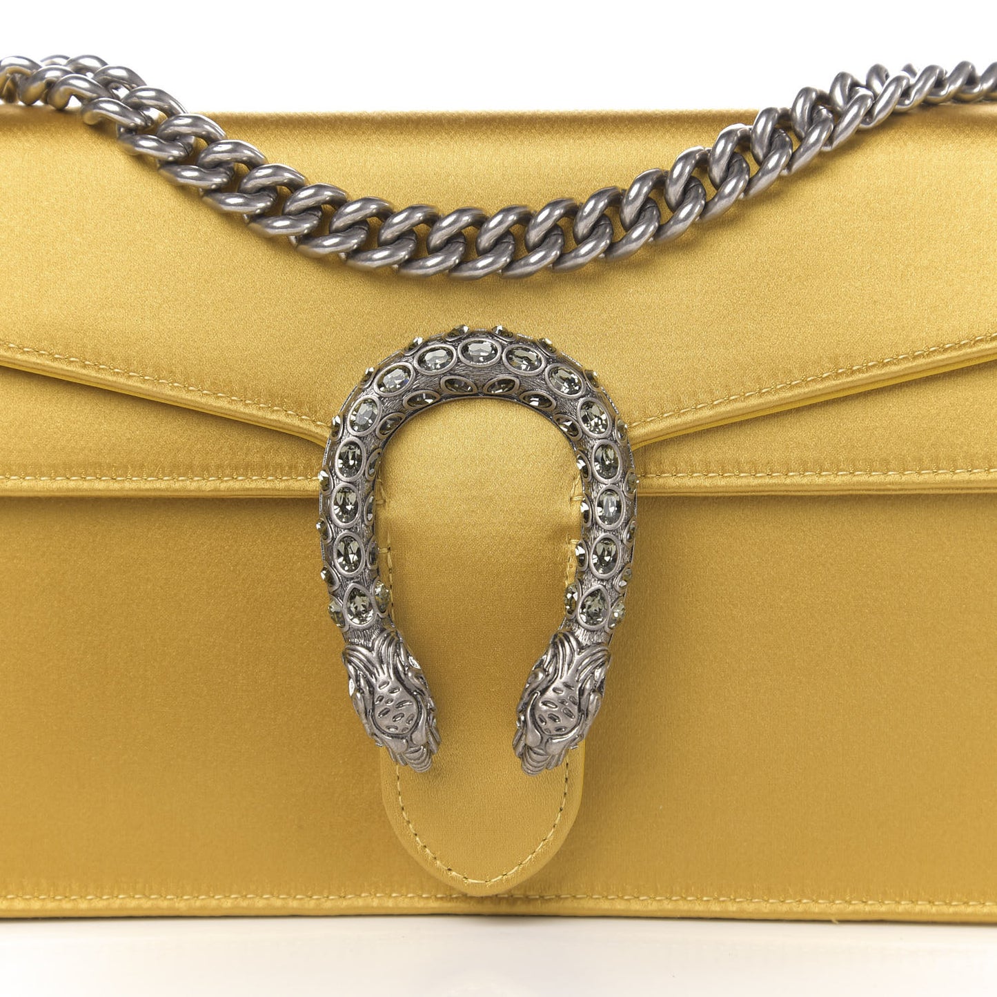 Satin Silk Crystal Small Dionysus Shoulder Bag Gold Black Diamond