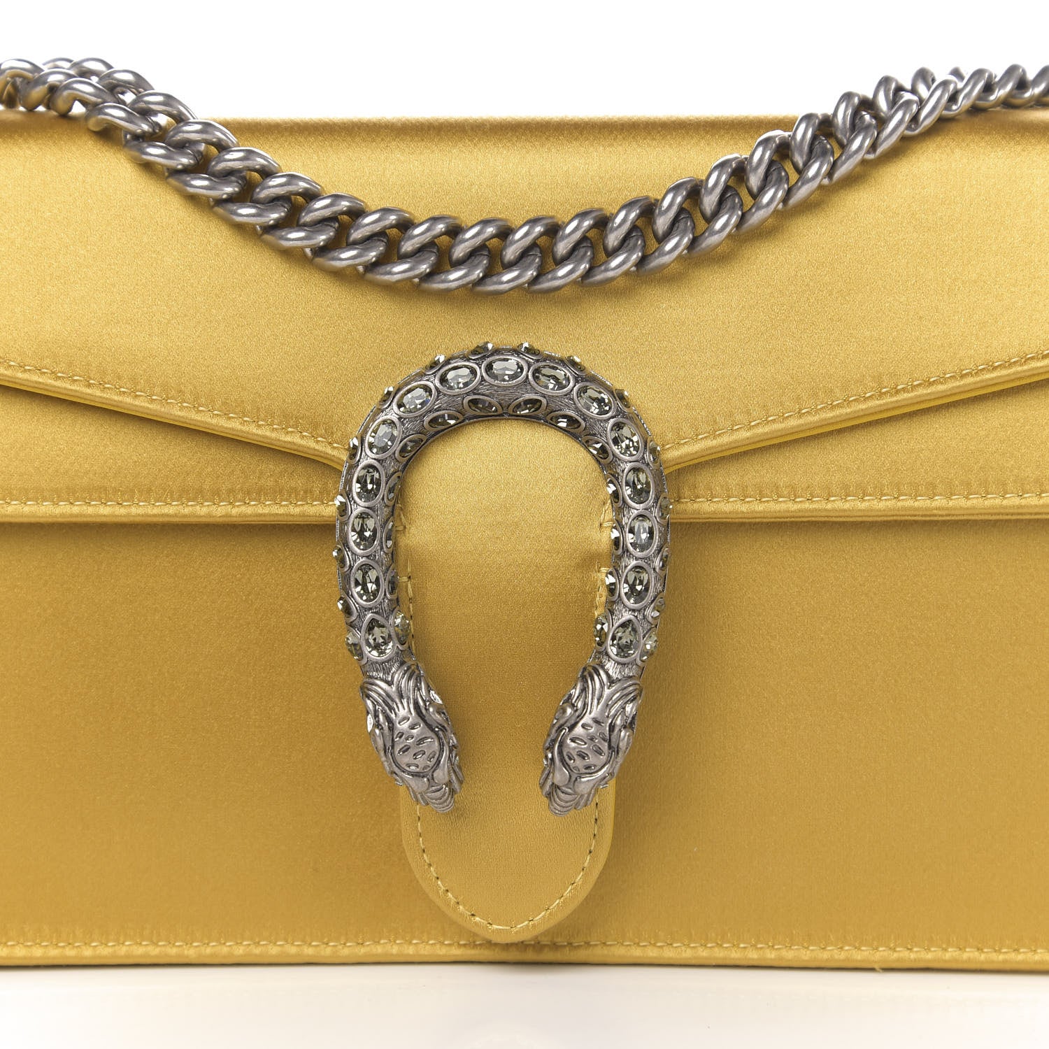 Gucci Satin Silk Crystal Small Dionysus Shoulder Bag Gold Black Diamond 18 of 18