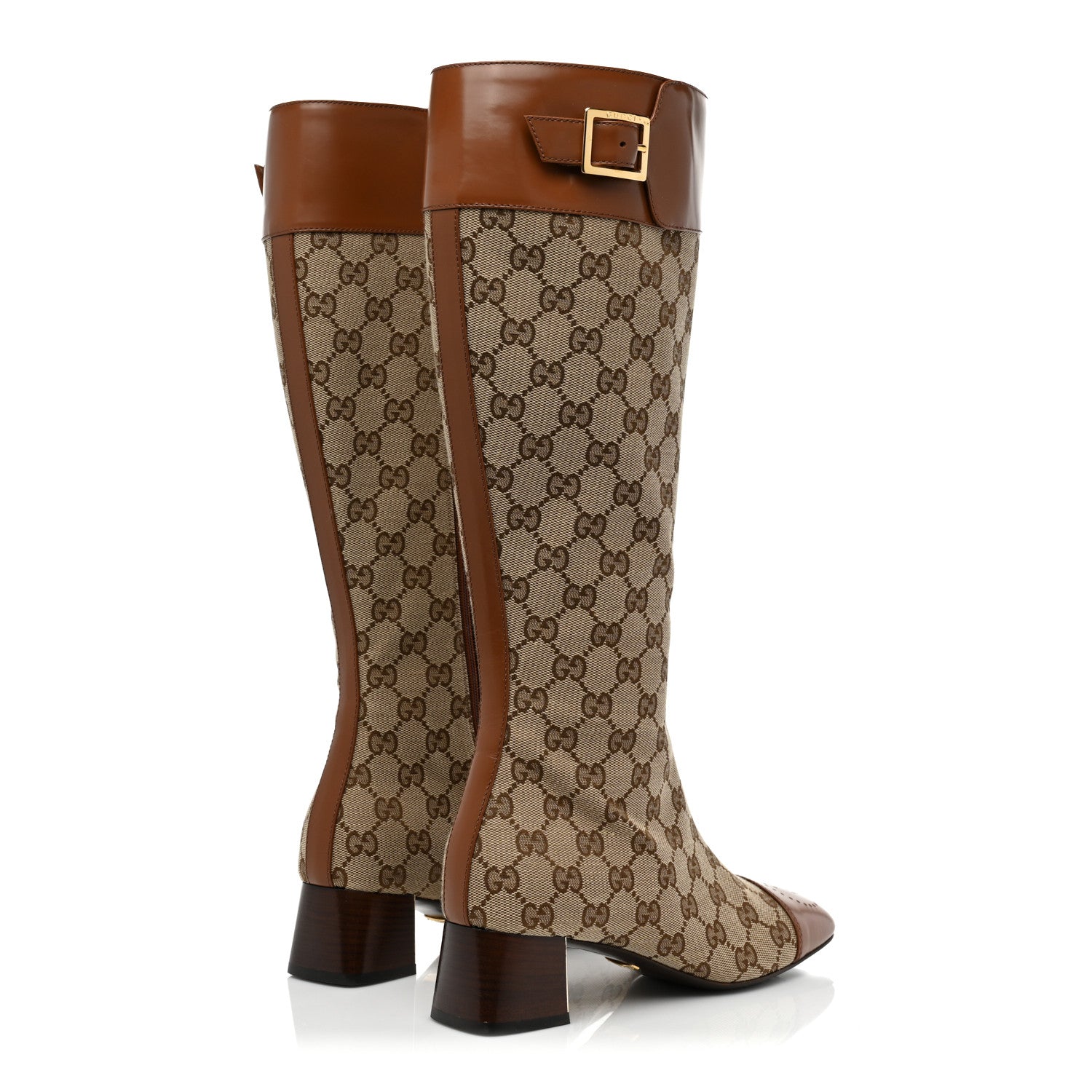 Gucci Monogram Cordovan Lux GG Knee High Boots 36 Beige Cuir 5 of 15