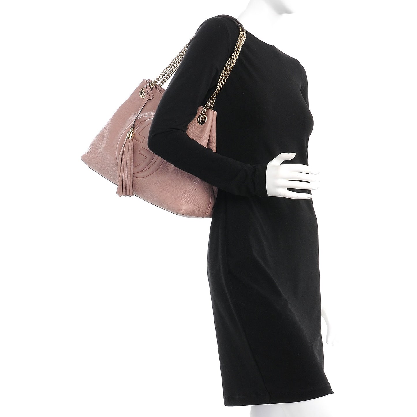 Pebbled Calfskin Medium Soho Chain Shoulder Bag Dark Cipria