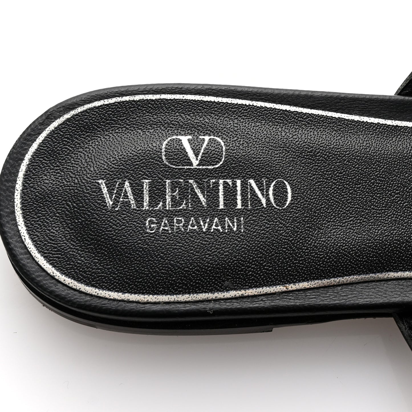 Calfskin Rockstud Slide Sandals 39 Black