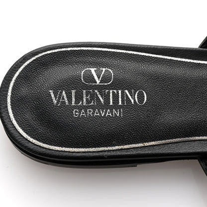 Valentino Garavani Calfskin Rockstud Slide Sandals 39 Black 8 of 9