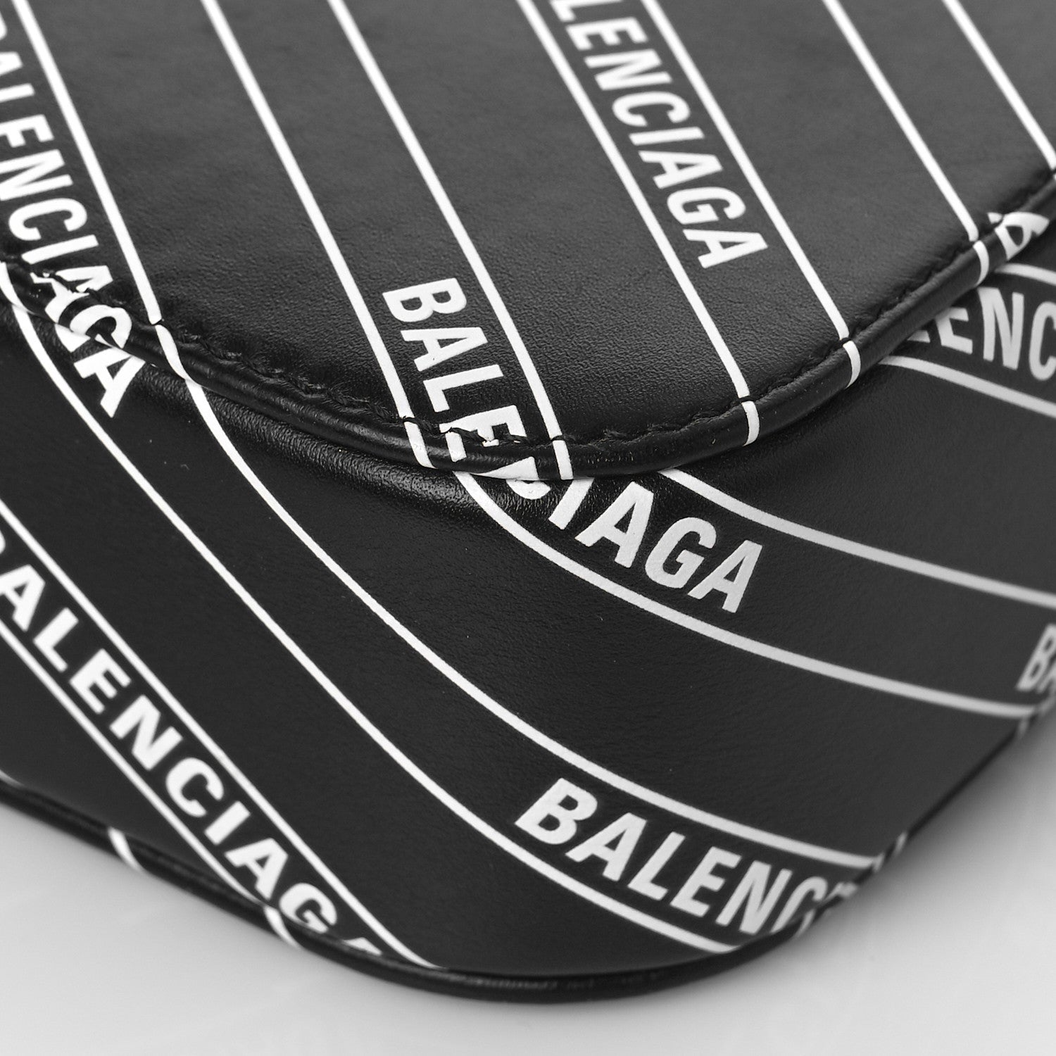 Balenciaga Calfskin Diagonal Allover Logo Print XS Everyday Camera Bag Black White 7 of 9