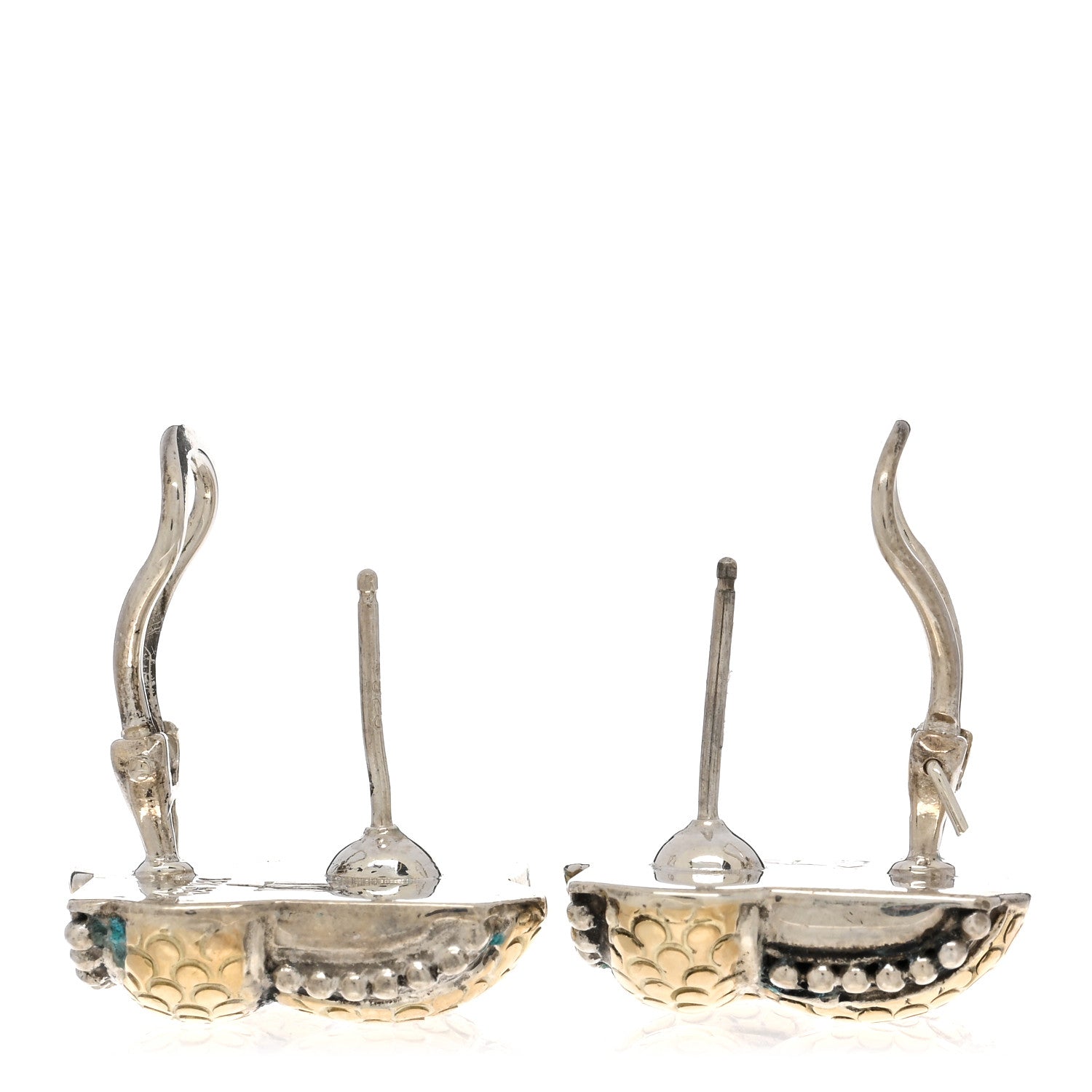 John Hardy Sterling Silver 18K Yellow Gold Armadillo Earrings 3 of 4