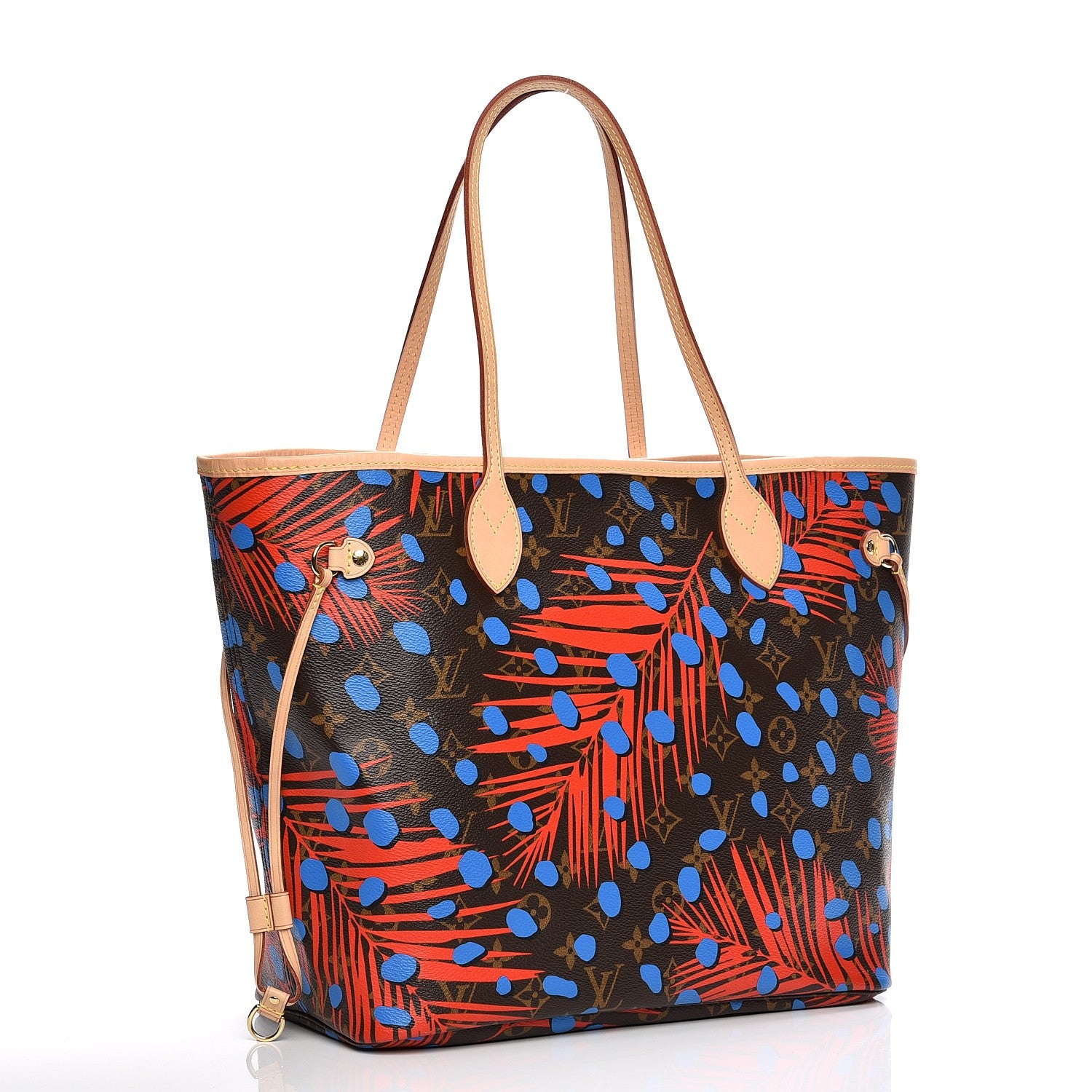 Louis Vuitton Monogram Jungle Dots Neo Neverfull MM Coquelicot Denim 4 of 9