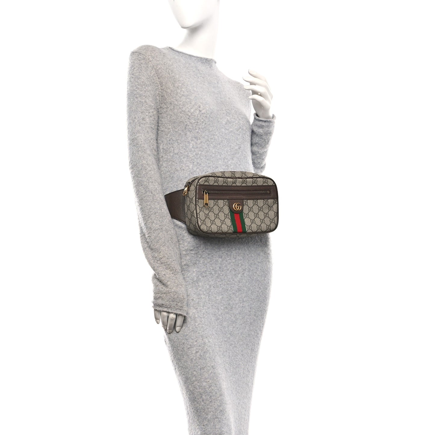 Soft GG Supreme Monogram Medium Ophidia Belt Bag Dark Brown