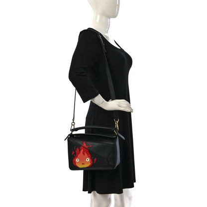 Loewe X HOWLS MOVING CASTLE Satin Calfskin Small Calcifer Puzzle Black 2 of 11