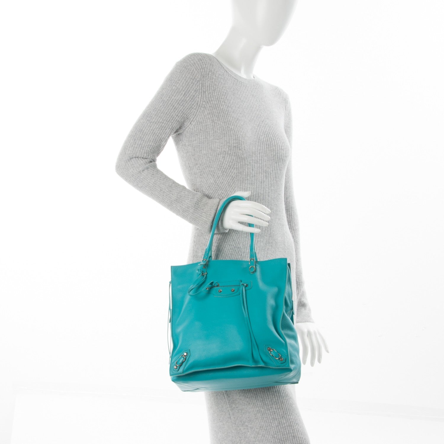 Balenciaga Veau Papier Tote Bleu Pacifique 2 of 7