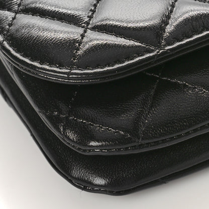 Chanel Shiny Lambskin Quilted Flap Phone Holder With Chain Black 8 of 10