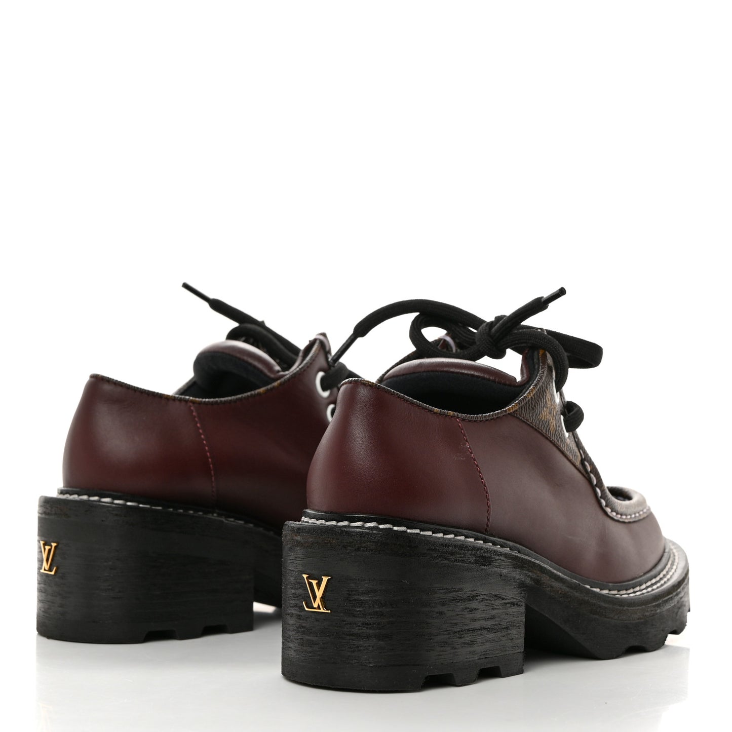 Calfskin Monogram Beaubourg Platform Derby Shoes 35 Bordeaux