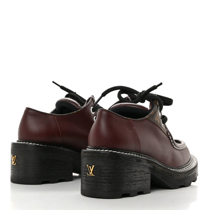 Louis Vuitton Calfskin Monogram Beaubourg Platform Derby Shoes 35 Bordeaux 4 of 10