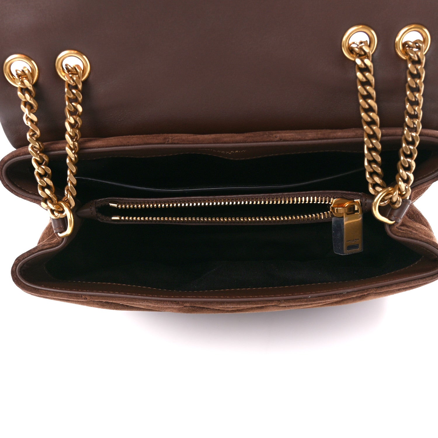 Saint Laurent Suede Calfskin Y Quilted Monogram Small Loulou Chain Satchel Bark Brown 5 of 11