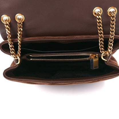 Saint Laurent Suede Calfskin Y Quilted Monogram Small Loulou Chain Satchel Bark Brown 5 of 11