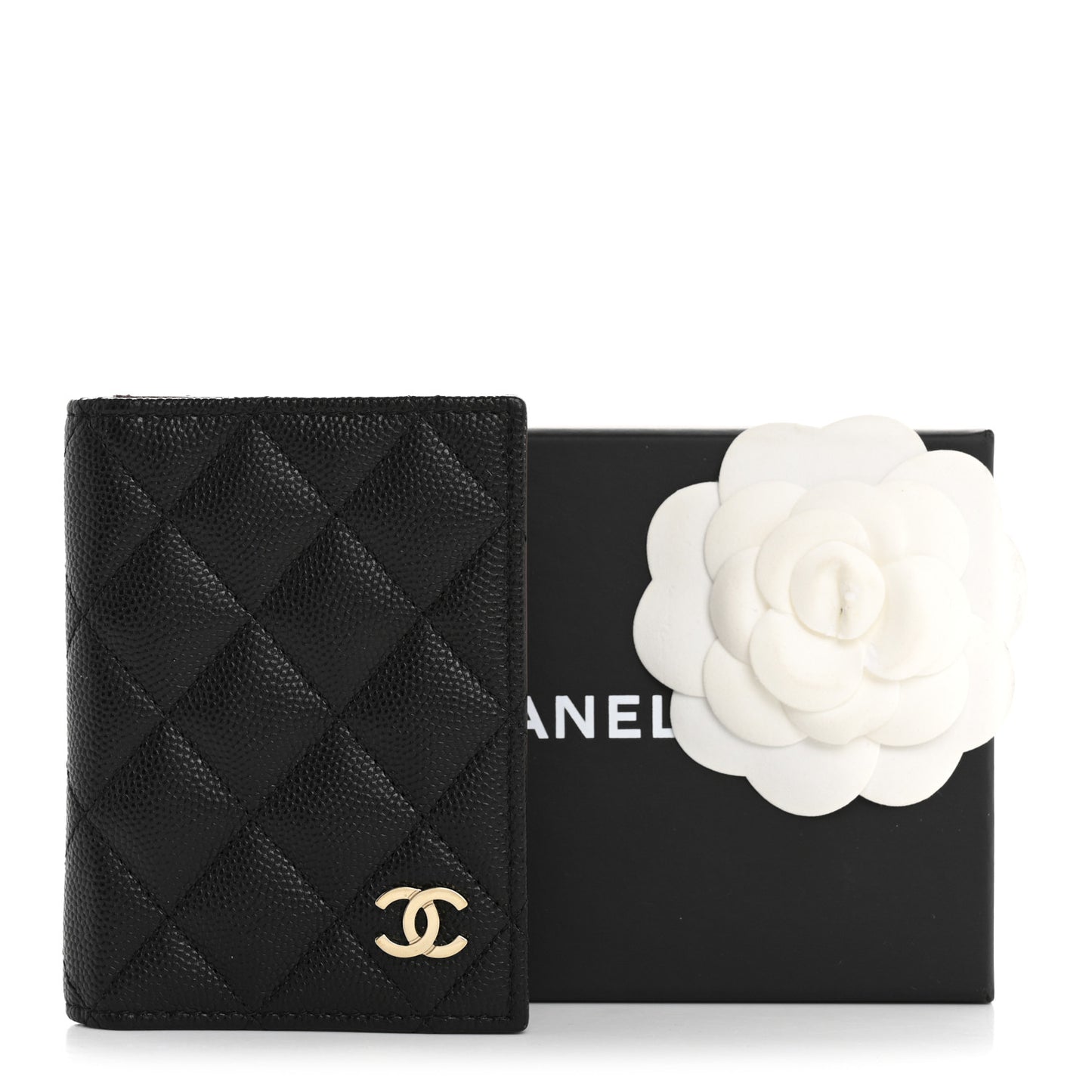 Caviar Quilted Card Holder Wallet Black