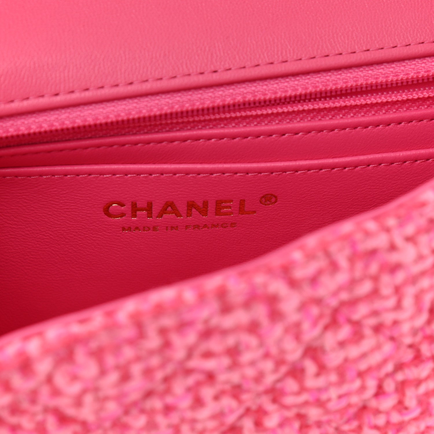 Chanel Wool Tweed Quilted Mini Rectangular Flap Dark Pink Fuchsia 6 of 8