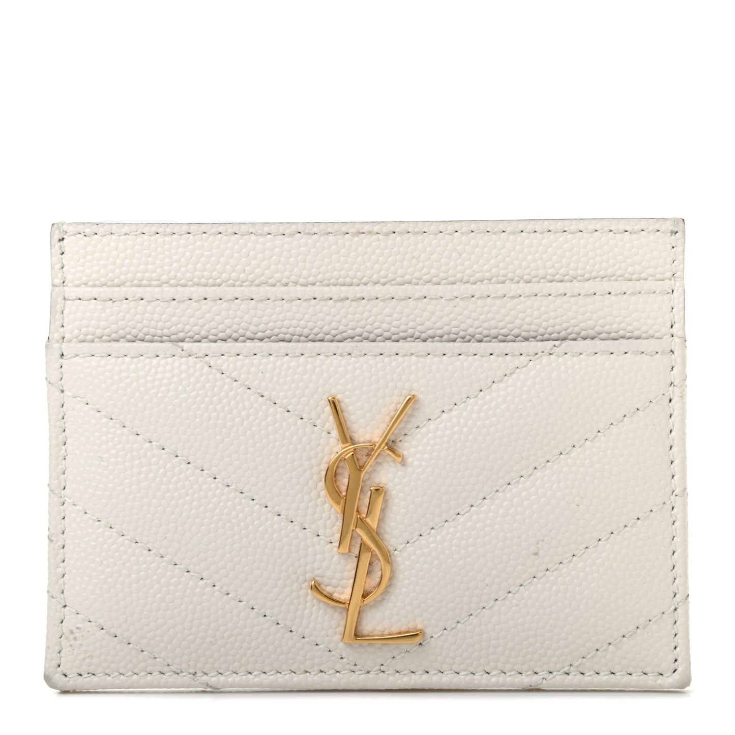 Grain De Poudre Matelasse Chevron Monogram Credit Card Case Crema Soft