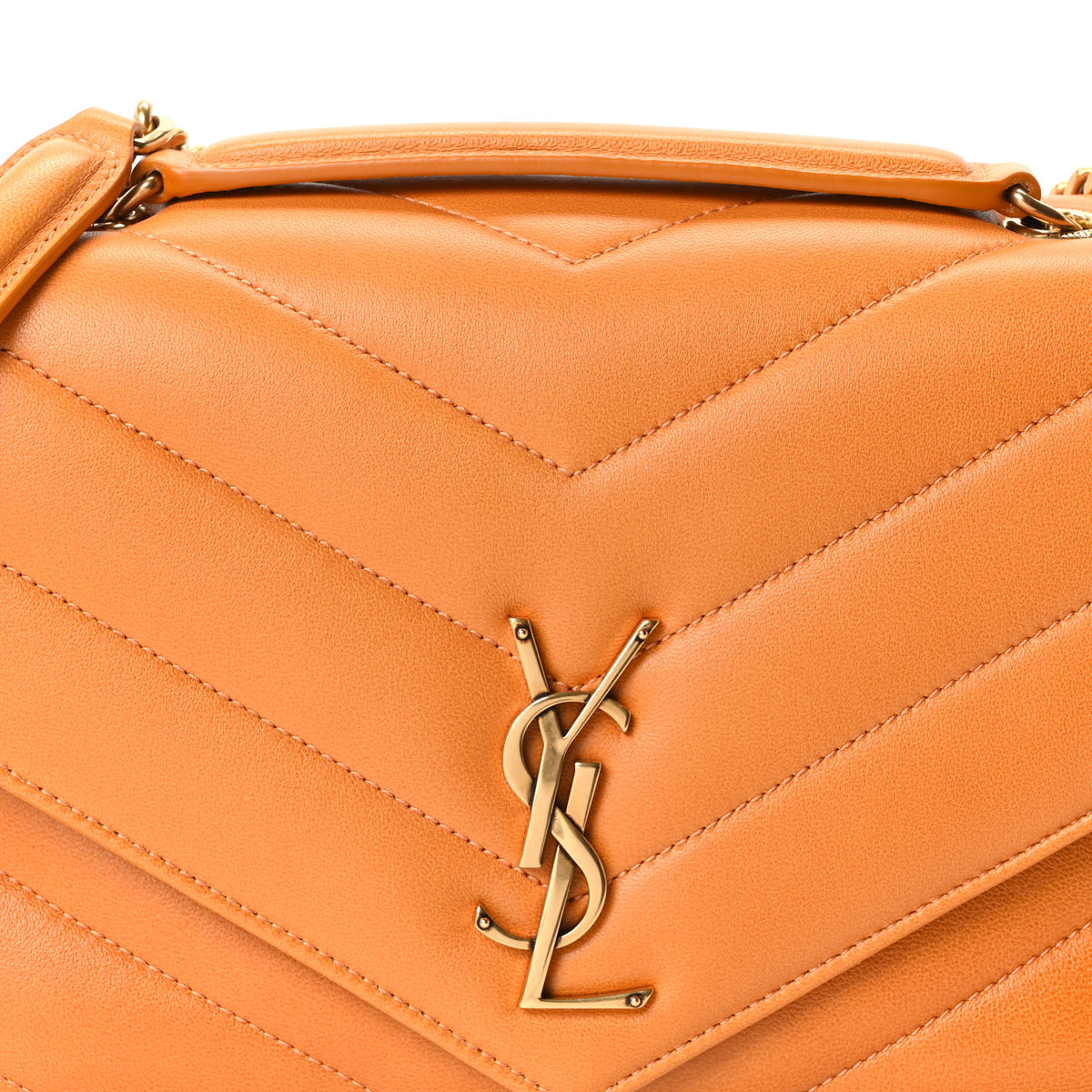 Saint Laurent Lambskin Chevron Quilted Medium Loulou Sunflower 10 of 12