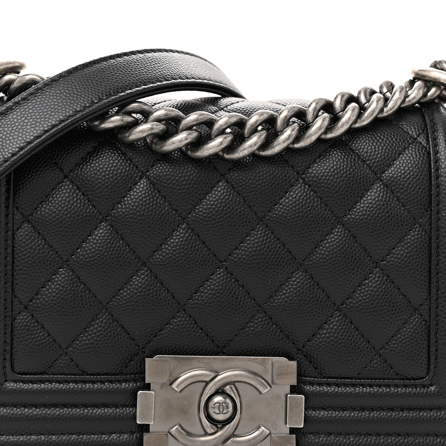 Caviar Quilted Small Boy Flap Black