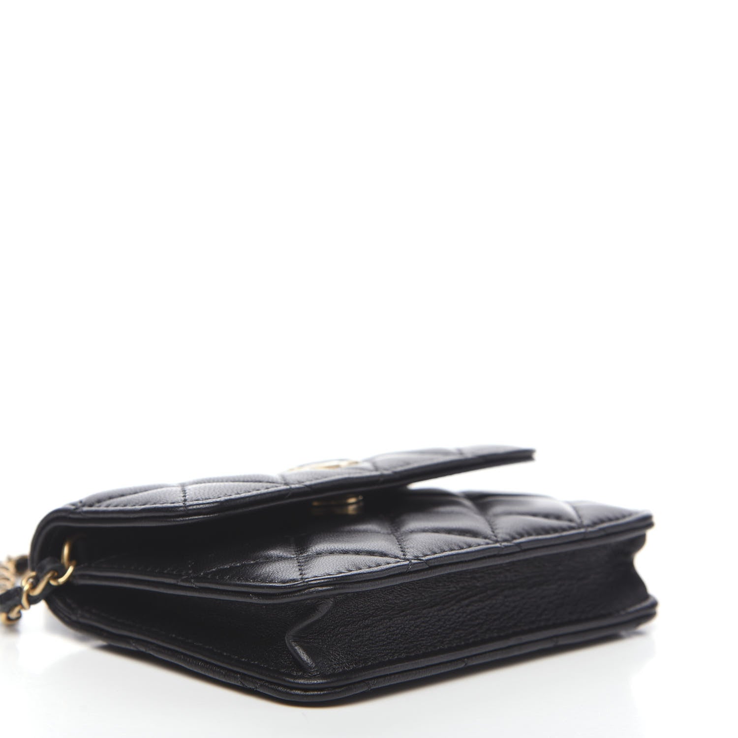 Chanel Lambskin Quilted Pearl Crush Clutch With Chain Black 3 of 8