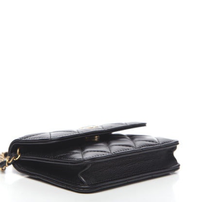 Chanel Lambskin Quilted Pearl Crush Clutch With Chain Black 3 of 8