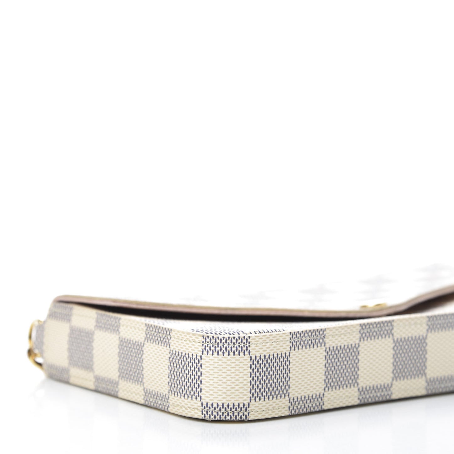 Damier Azur Pochette Felicie Chain Wallet Rose Ballerine