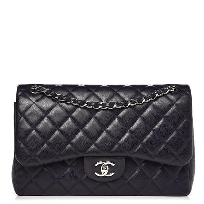 Chanel Caviar Quilted Jumbo Double Flap Navy Blue 1 of 12