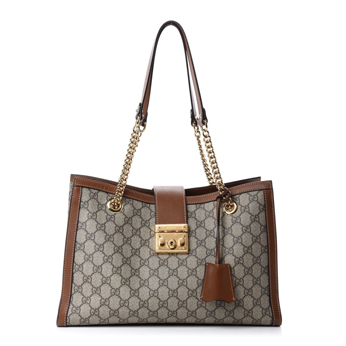 GG Supreme Monogram Medium Padlock Tote Beige Cuir