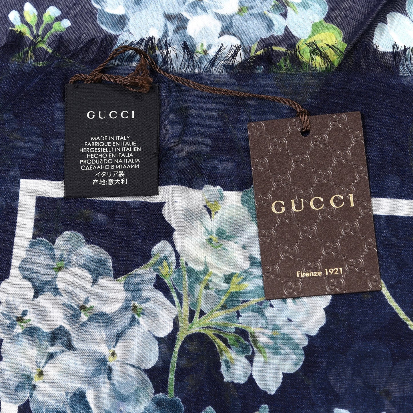 Modal Silk New Bloomy Shawl Midnight Blue Sky Blue