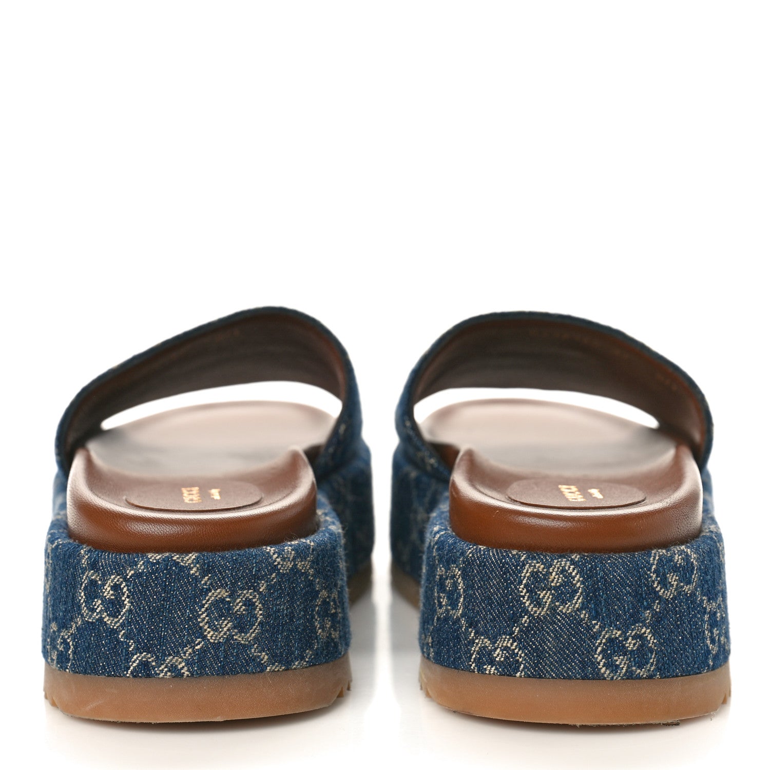 Gucci New Denim GG Monogram Angelina Platform 55mm Slide Sandals 39 Blue Tea 5 of 10