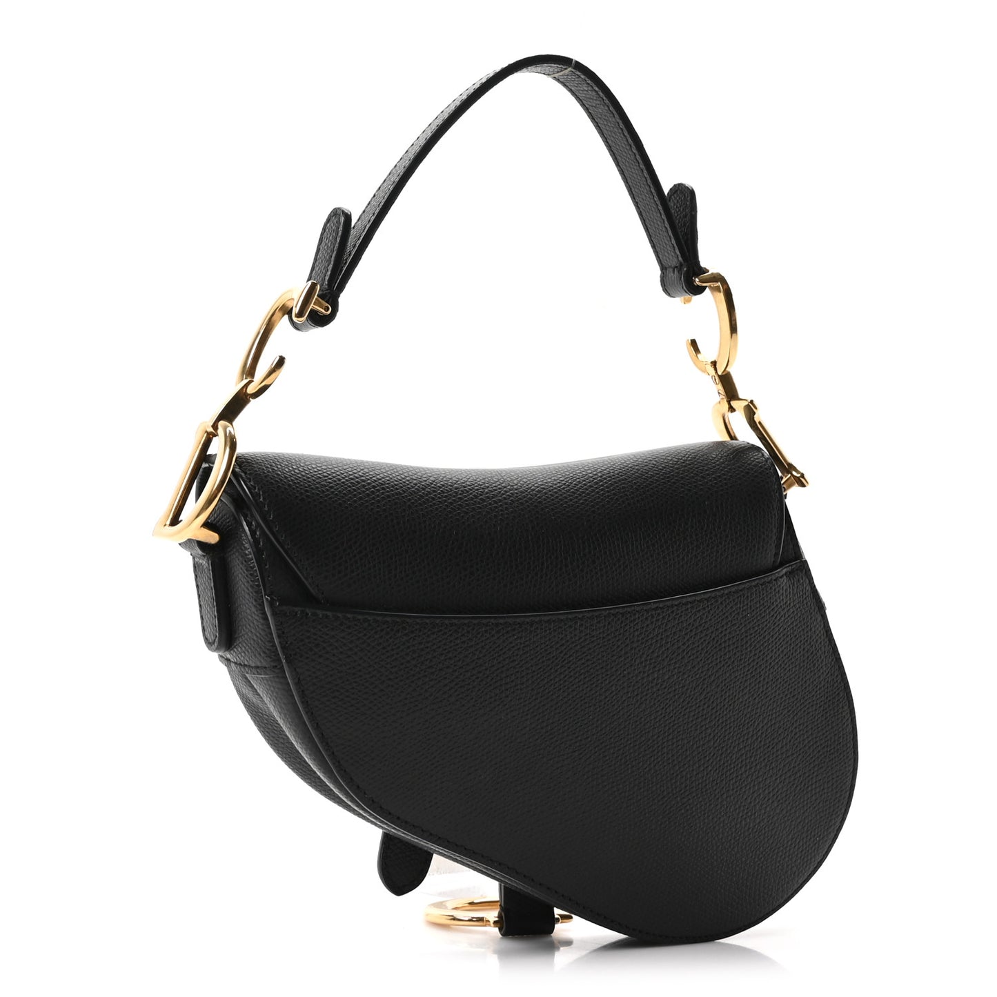 Grained Calfskin Mini Saddle Bag Black