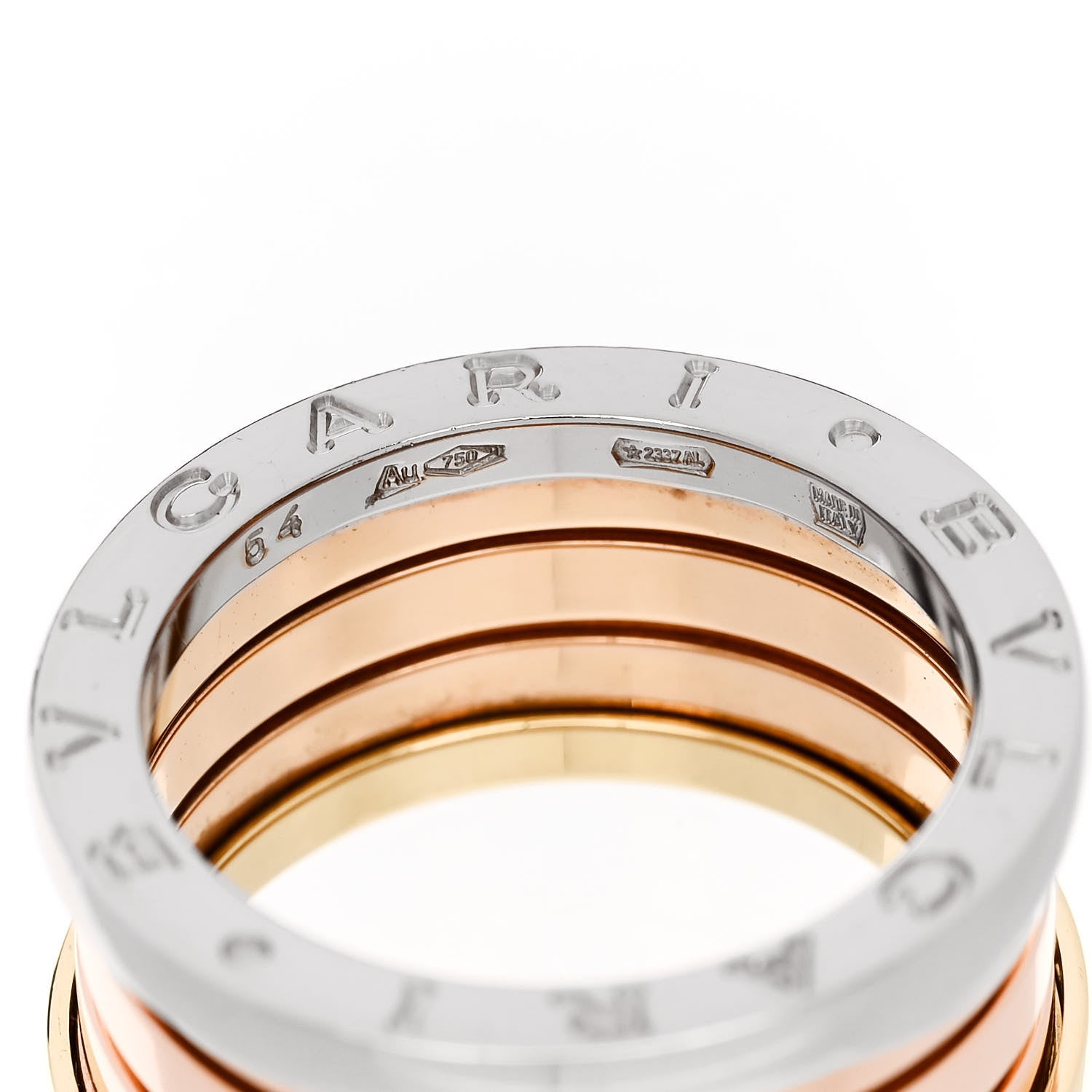 Bulgari 18K Rose White Yellow Gold B.Zero1 Four-Band Ring 54 6.75 4 of 6