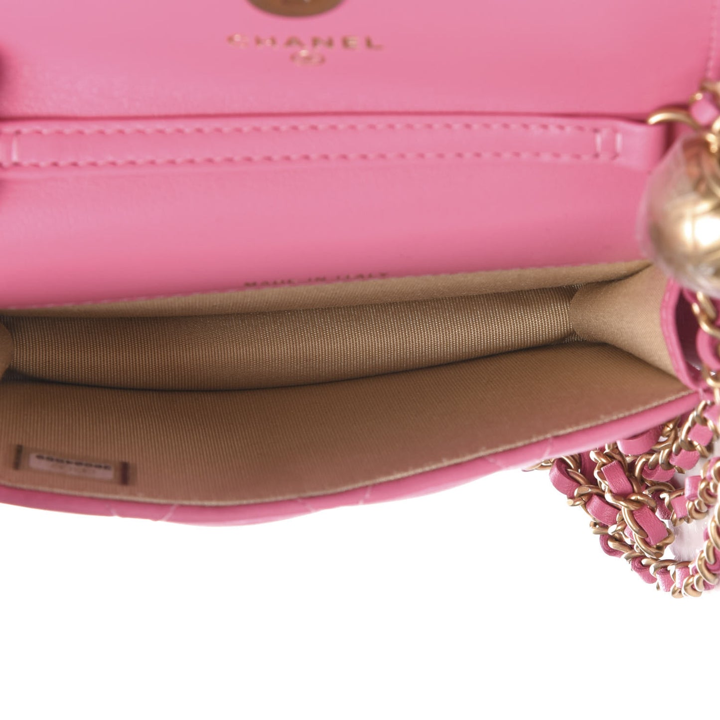 Lambskin Quilted Pearl Crush Clutch With Chain Pink
