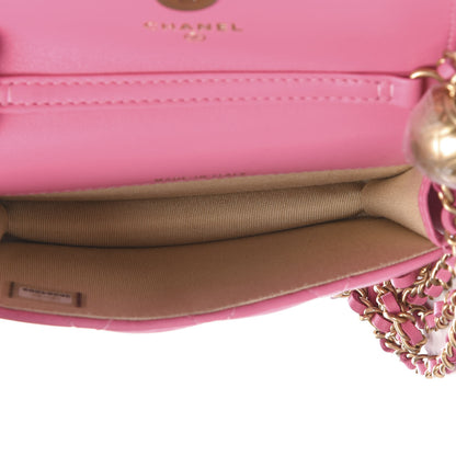 Chanel Lambskin Quilted Pearl Crush Clutch With Chain Pink 6 of 10