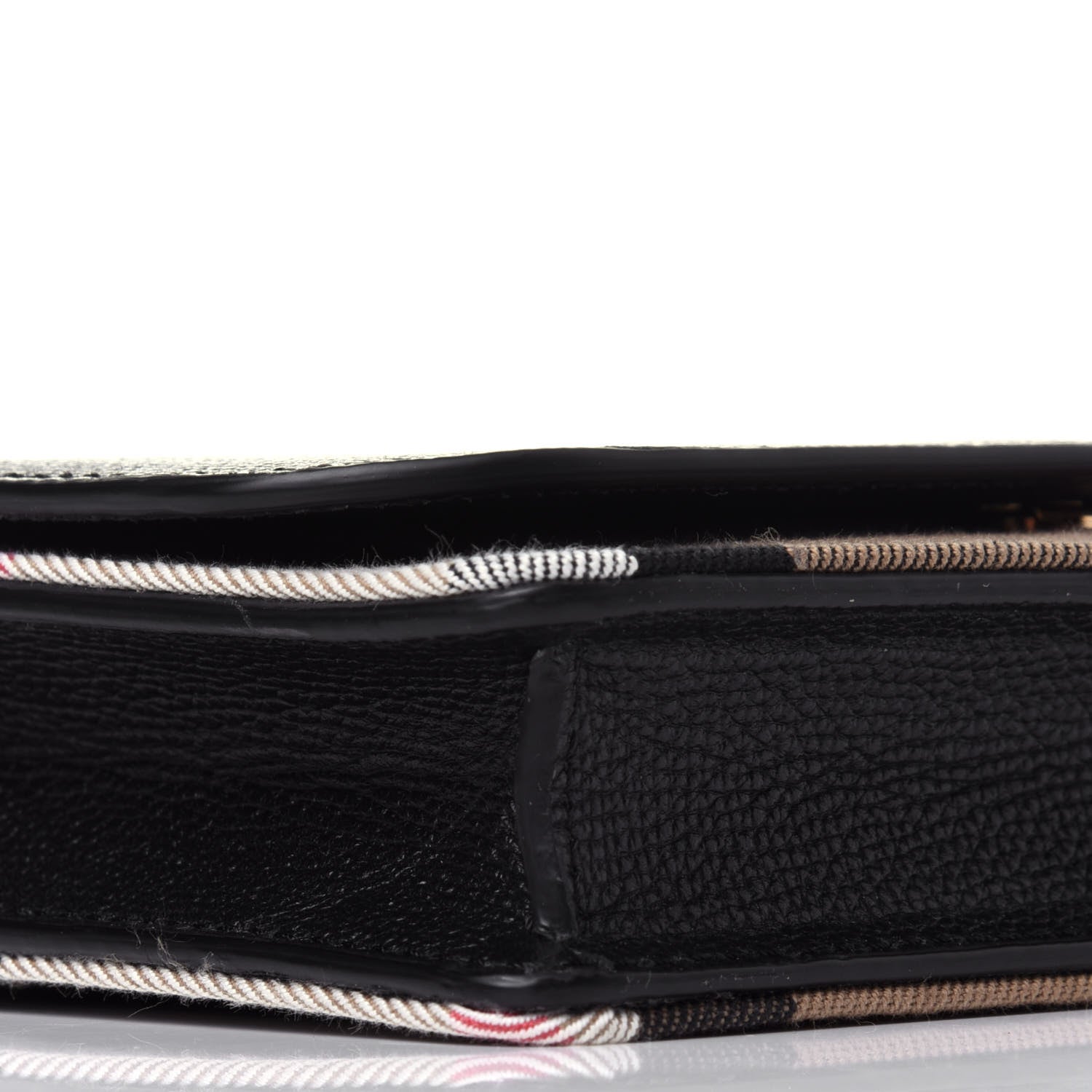 Burberry Derby Calfskin House Check Wallet On Chain Black 9 of 11