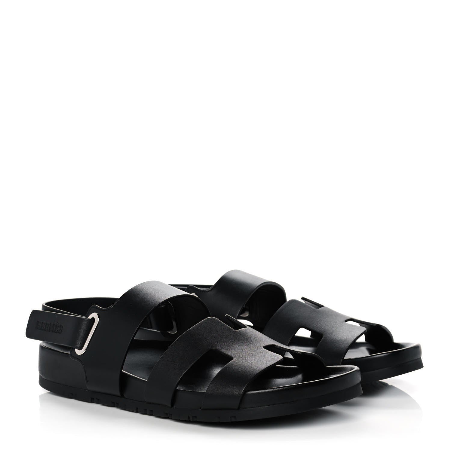 Hermes Calfskin Womens Takara Sandals 38.5 Black 3 of 11