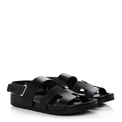 Hermes Calfskin Womens Takara Sandals 38.5 Black 3 of 11