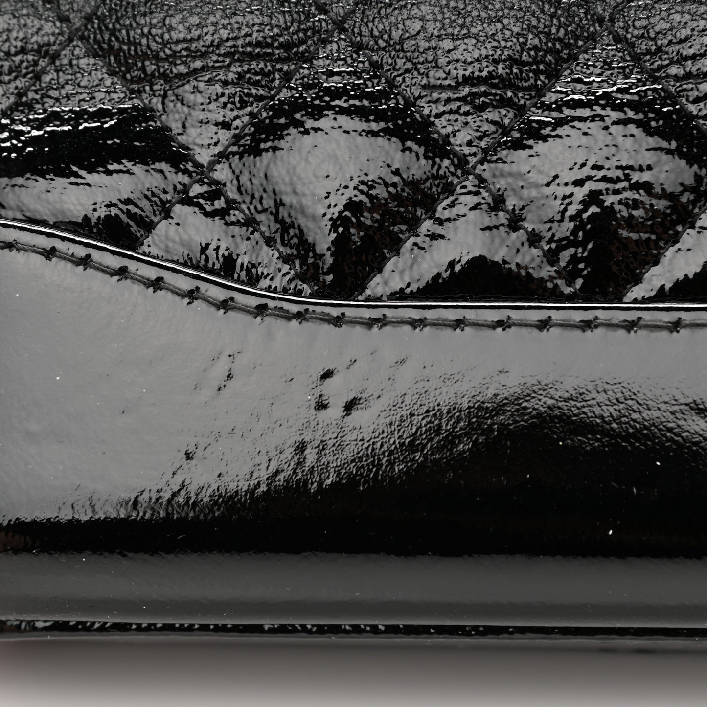 Patent Goatskin Quilted Small Gabrielle Clutch With Chain Black