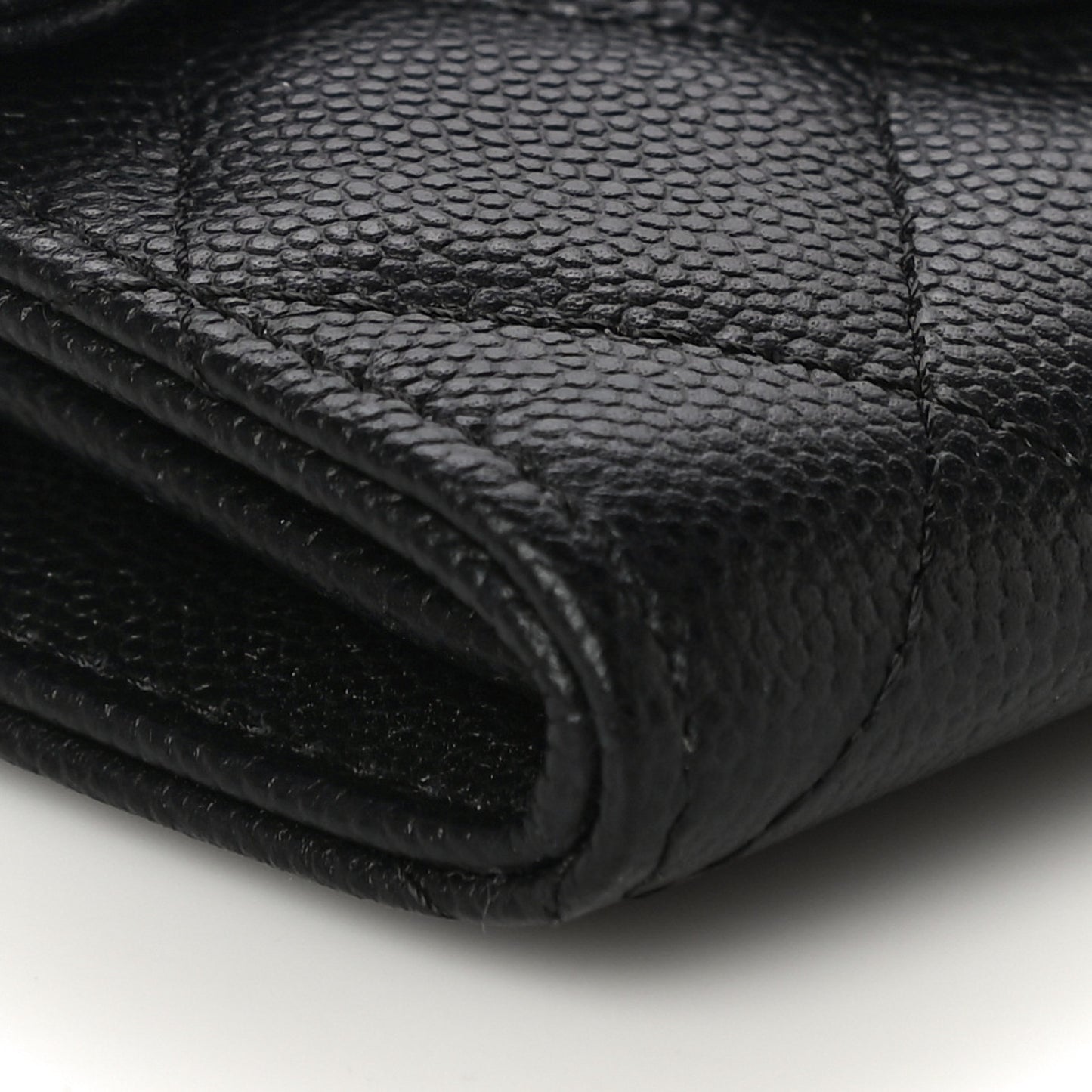 Caviar Quilted Flap Card Holder On Chain Black