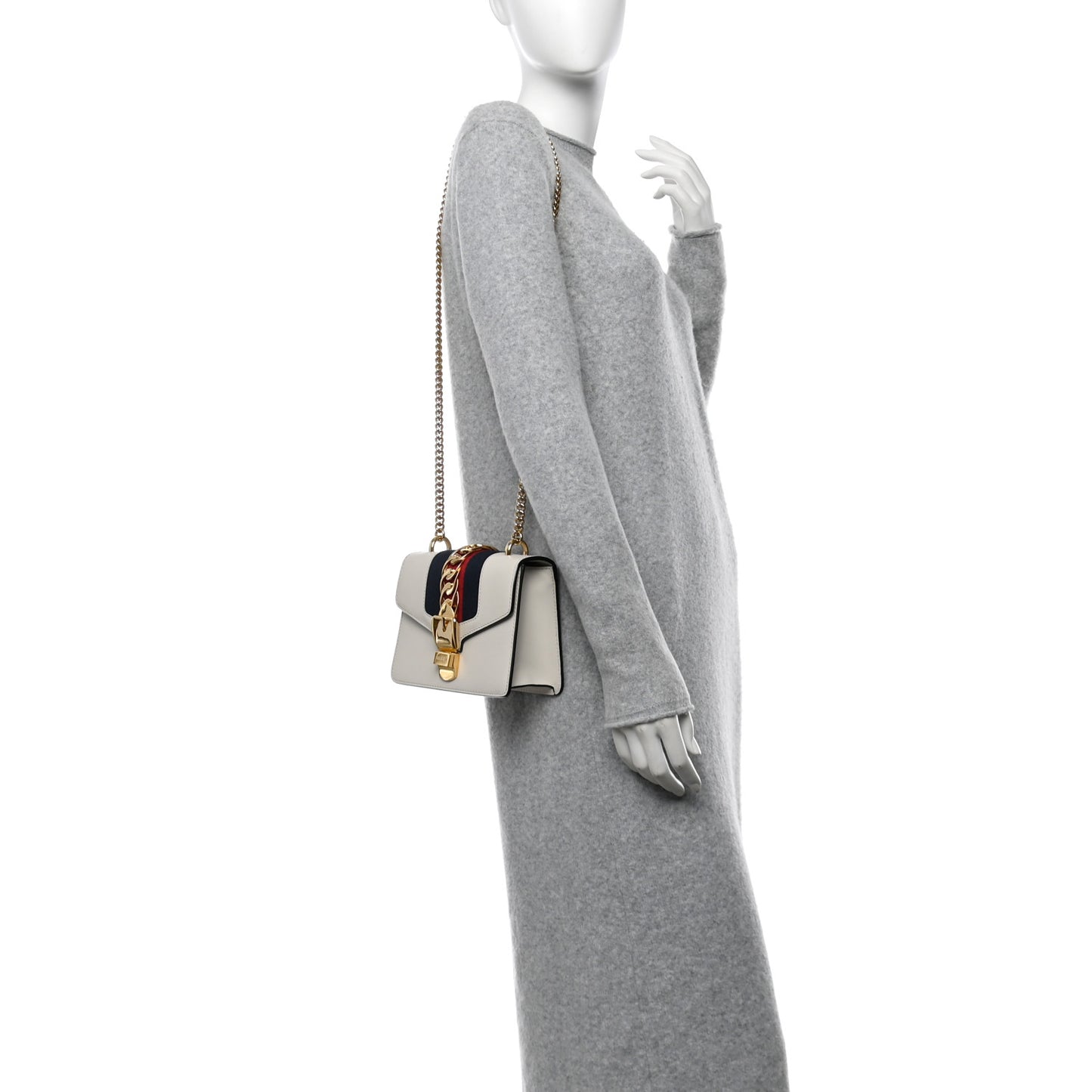 Calfskin Mini Sylvie Chain Shoulder Bag White