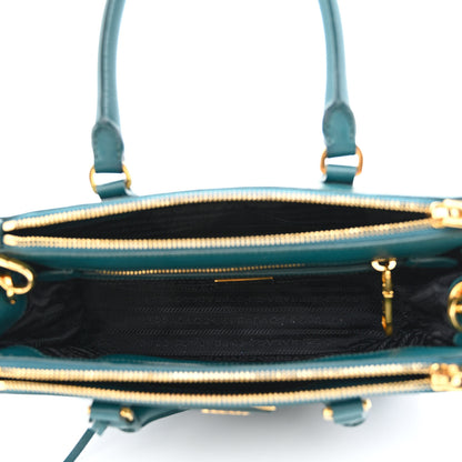 Prada Saffiano Lux Mini Double Zip Tote Ottanio 5 of 15