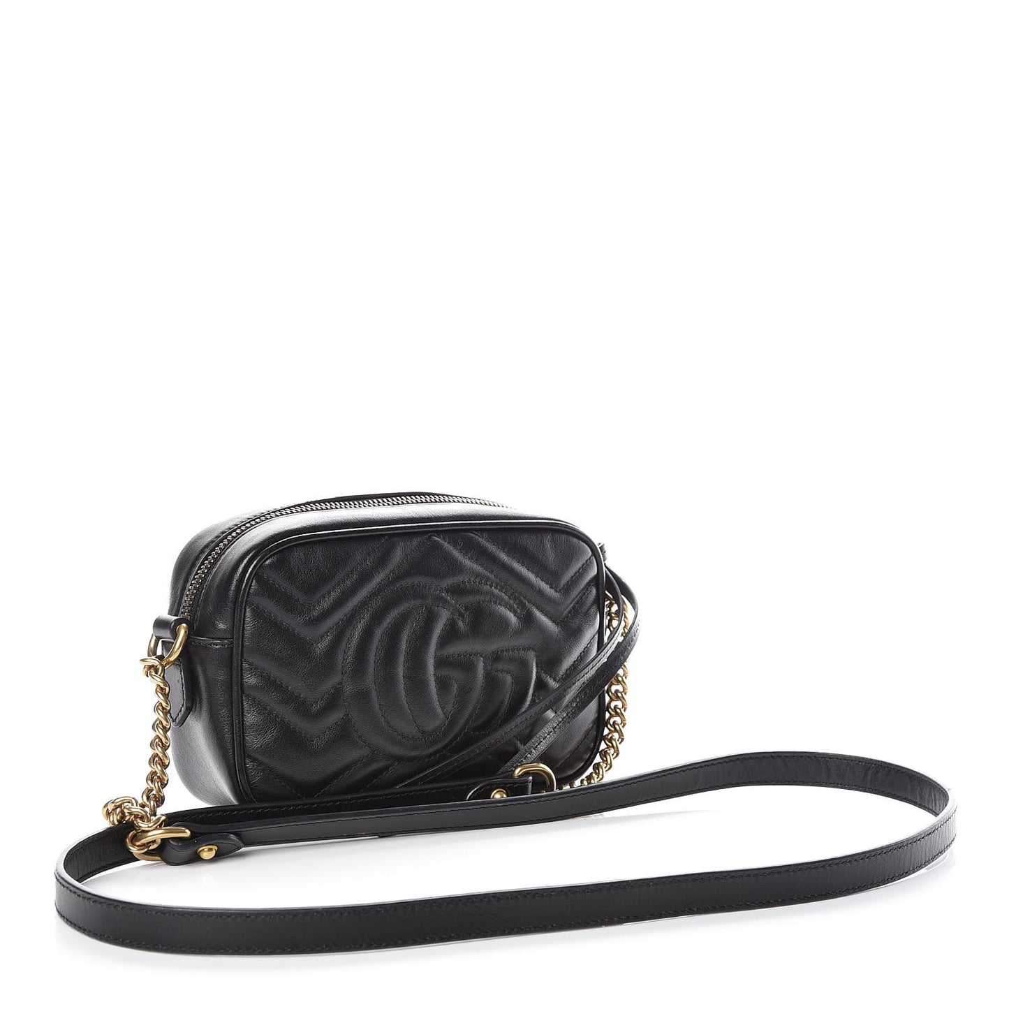 Calfskin Matelasse Mini GG Marmont Chain Shoulder Bag Black