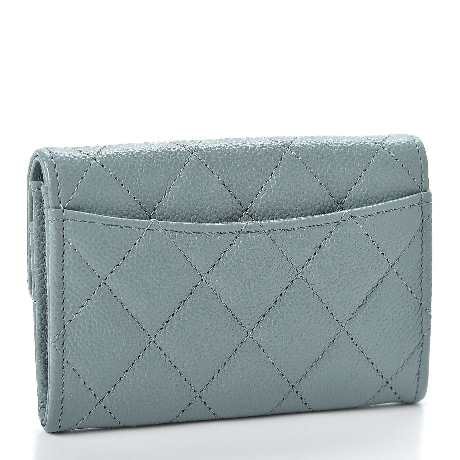 Chanel Caviar Quilted Flap Card Holder Wallet Light Blue 2 of 10