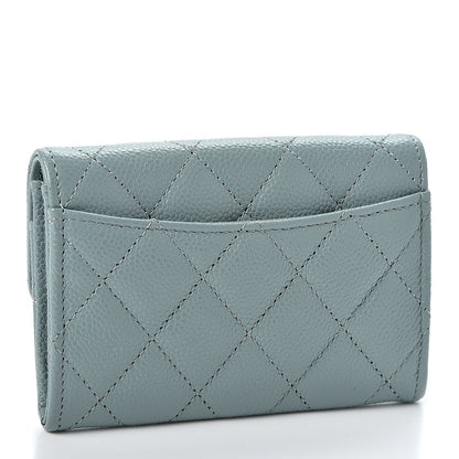 Chanel Caviar Quilted Flap Card Holder Wallet Light Blue 2 of 10