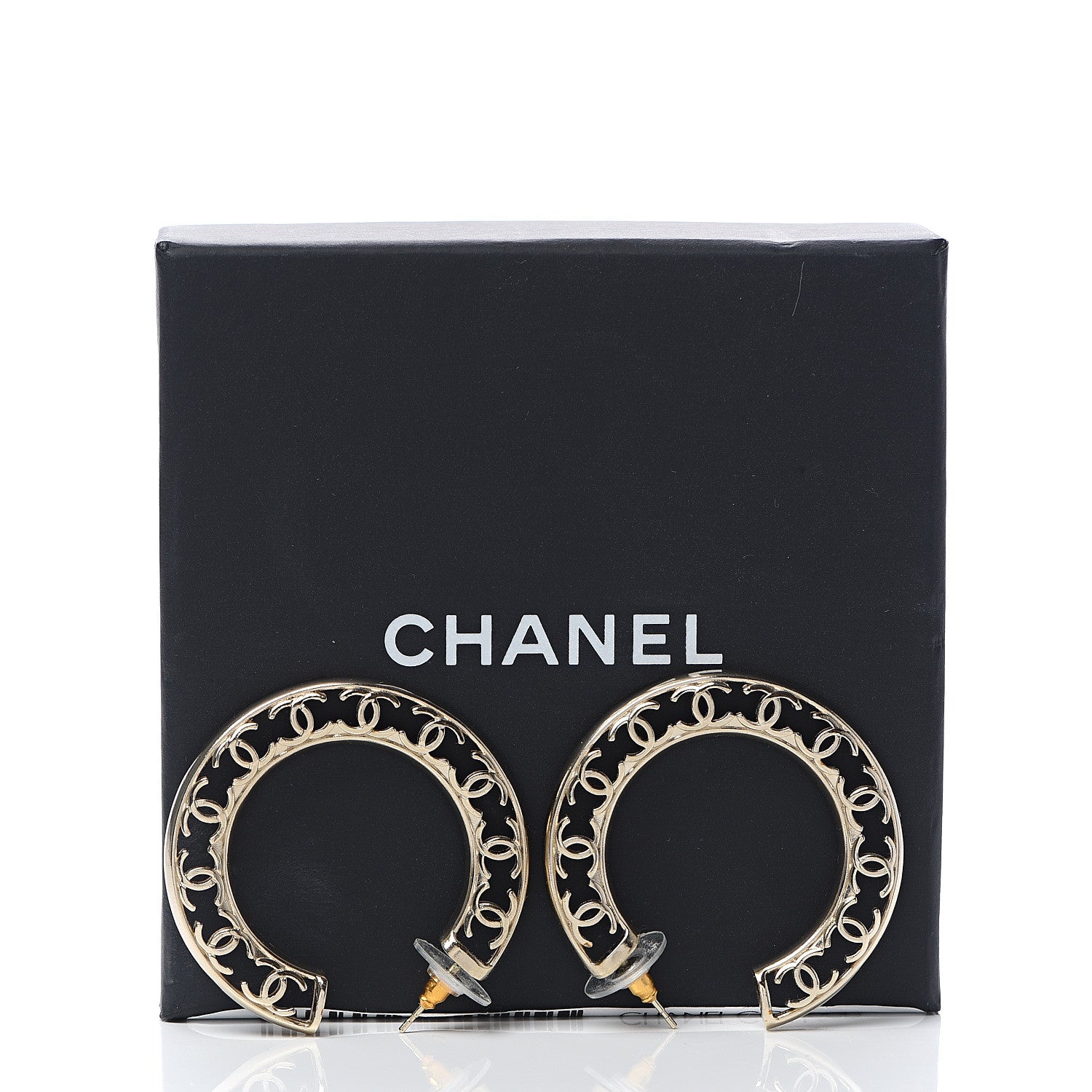Chanel CC Hoop Earrings Gold 4 of 4