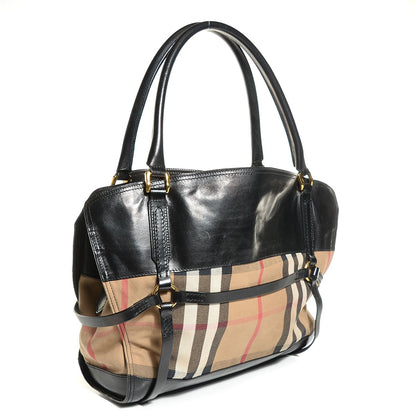 Burberry House Check Bridle Calfskin Tote Black 3 of 9