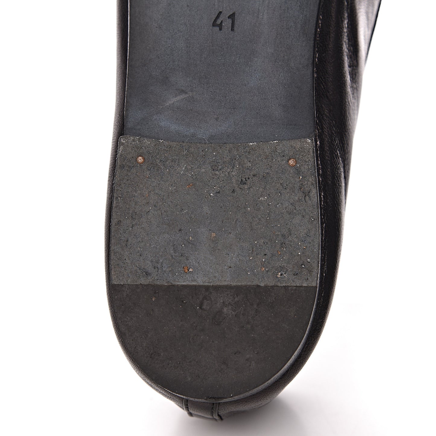Lambskin Patent Cap Toe Ballerina Flats 41 Black